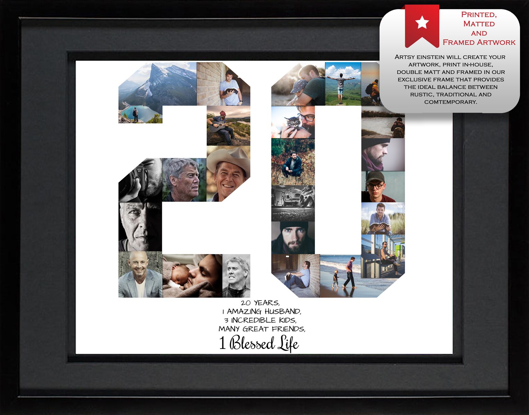 20th Birthday Collage Black Matted Frame