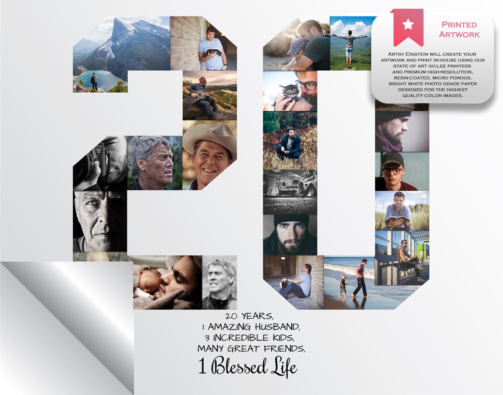 20th Birthday Collage Printed Artwork