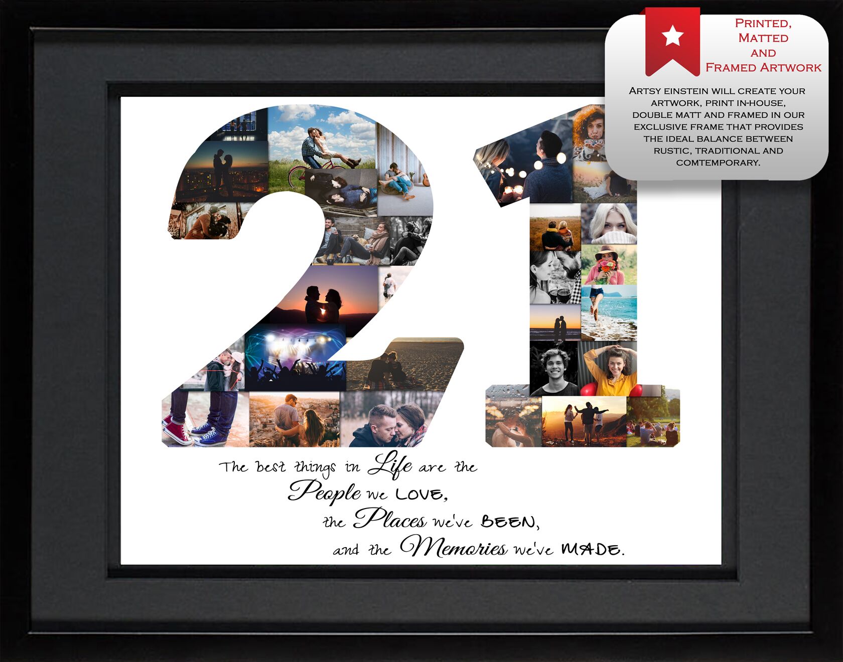 21st Birthday Collage Black Matted Frame