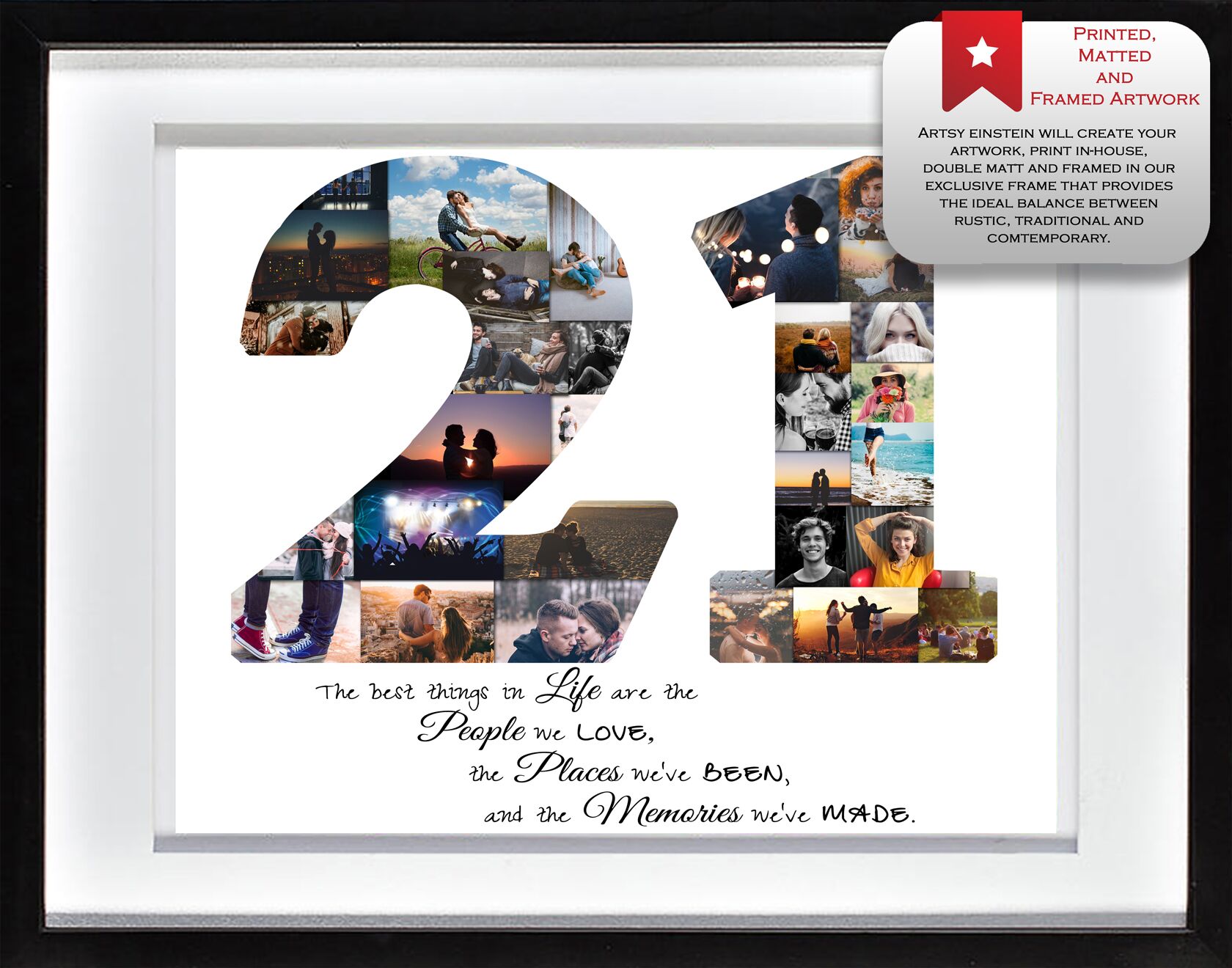 21st Birthday Collage White Matted Frame