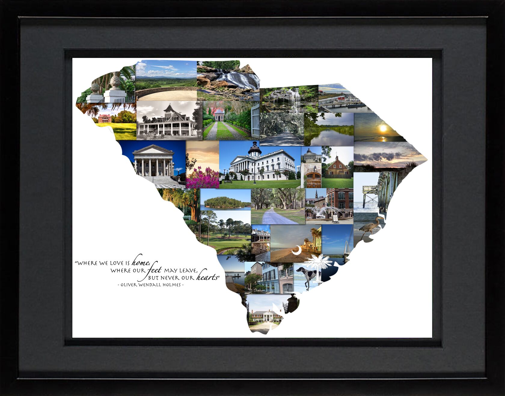 Charleston SC Photo Collage with Black Matted Frame