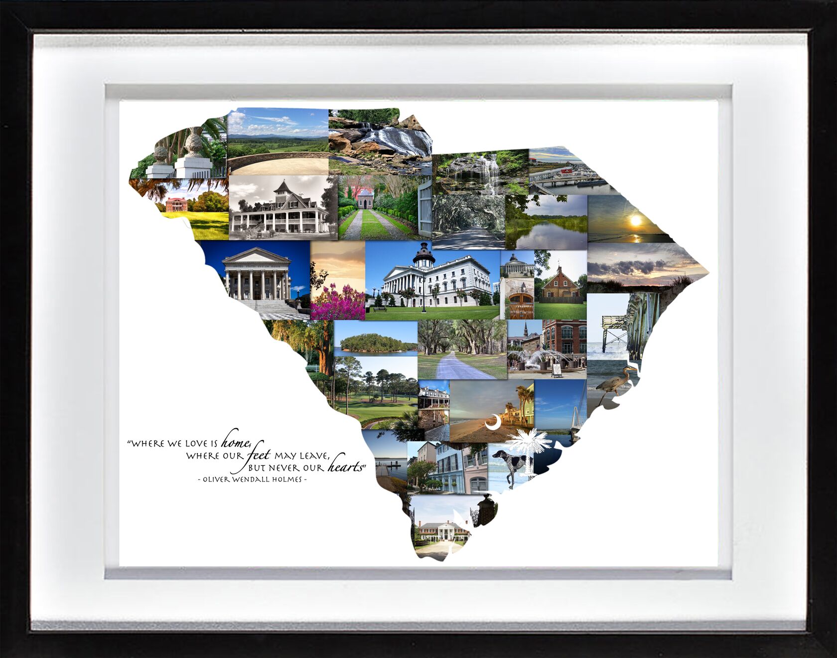 Charleston SC Photo Collage with White Matted Frame